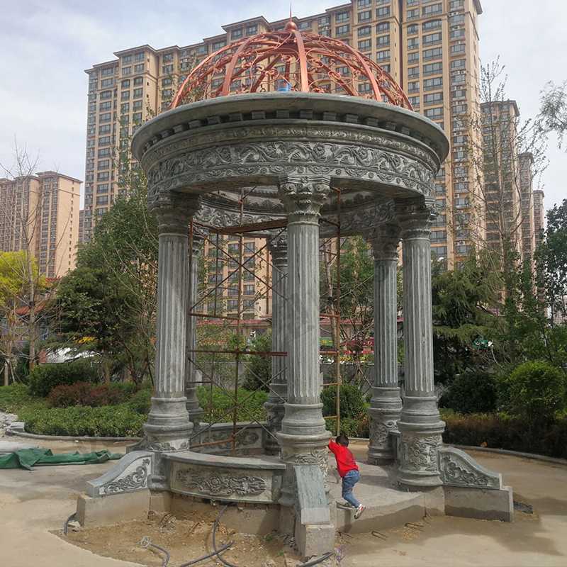 景觀涼亭廠家，園林小區(qū)景觀亭子，大理石石材涼亭