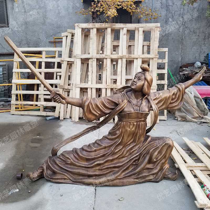 銅舞劍人物雕塑，古代銅人物雕塑